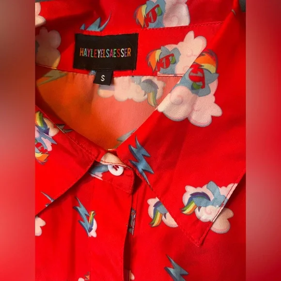 Red button down with Fun Print - Picture 3 of 3